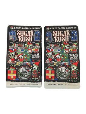 Bones Ground Coffee Sugar Rush 2-PACK 12 Oz Each Bag Medium Roast BB 09/26